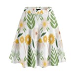 Flowers on a white background pattern                                                                      High Waist Skirt