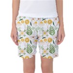 Flowers on a white background pattern                                                                   Women s Basketball Shorts