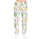 Flowers on a white background pattern                                                                    Women velvet Drawstring Pants