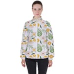 Flowers on a white background pattern                                                                    High Neck Windbreaker (Women)