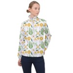 Flowers on a white background pattern                                                                    Women Half Zip Windbreaker