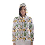 Flowers on a white background pattern                                                                    Hooded Wind Breaker (Women)