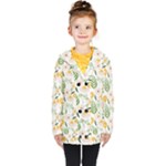 Flowers on a white background pattern                                                                    Kids  Double Breasted Button Coat