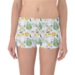 Flowers on a white background pattern                                                                        Reversible Boyleg Bikini Bottoms