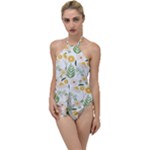 Flowers on a white background pattern                                                                  Go with the Flow One Piece Swimsuit