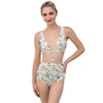 Flowers on a white background pattern                                                                   Tied Up Two Piece Swimsuit