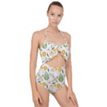 Flowers on a white background pattern                                                                   Scallop Top Cut Out Swimsuit