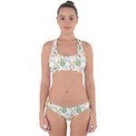 Flowers on a white background pattern                                                                   Cross Back Hipster Bikini Set