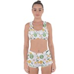 Flowers on a white background pattern                                                                   Racerback Boyleg Bikini Set