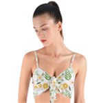 Flowers on a white background pattern                                                                   Woven Tie Front Bralet