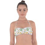 Flowers on a white background pattern                                                                    Halter Bandeau Bikini Top