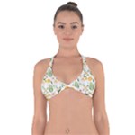 Flowers on a white background pattern                                                                   Halter Neck Bikini Top