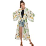 Flowers on a white background pattern                                                                 Maxi Kimono