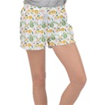 Flowers on a white background pattern                                                                 Women s Velour Lounge Shorts