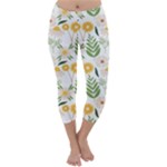 Flowers on a white background pattern                                                                    Capri Winter Leggings