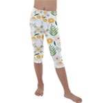 Flowers on a white background pattern                                                                 Kids  Lightweight Velour Capri Leggings