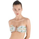 Flowers on a white background pattern                                                               Twist Bandeau Bikini Top