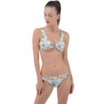 Flowers on a white background pattern                                                                    Ring Detail Crop Bikini Set