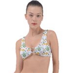 Flowers on a white background pattern                                                                    Ring Detail Bikini Top