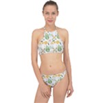 Flowers on a white background pattern                                                                    Racer Front Bikini Set