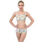 Flowers on a white background pattern                                                                  Layered Top Bikini Set