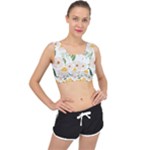 Flowers on a white background pattern                                                                   V-Back Sports Bra