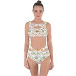 Flowers on a white background pattern                                                                    Bandaged Up Bikini Set