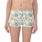 Flowers on a white background pattern                                                                    Boyleg Bikini Bottoms