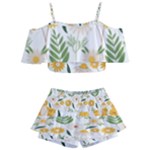 Flowers on a white background pattern                                                                 Kids  Off Shoulder Skirt Bikini