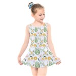 Flowers on a white background pattern                                                                   Kids  Skater Dress Swimsuit