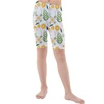 Flowers on a white background pattern                                                                  Kids  Mid Length Swim Shorts