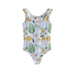 Flowers on a white background pattern                                                                   Kids  Frill Swimsuit