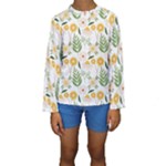 Flowers on a white background pattern                                                                     Kid s Long Sleeve Swimwear