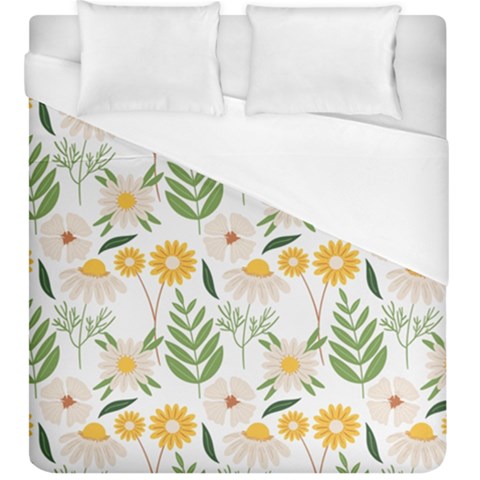 Flowers on a white background pattern                                                                     Duvet Cover (King Size) from ArtsNow.com