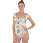 Flowers on a white background pattern                                                                    Short Sleeve Leotard