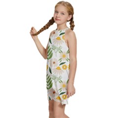 Kids  Halter Collar Waist Tie Chiffon Dress 