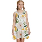 Flowers on a white background pattern                                                          Kids  Sleeveless Tiered Mini Dress