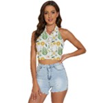 Flowers on a white background pattern                                                         Backless Halter Cami Shirt