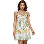 Flowers on a white background pattern                                                           Ruffle Strap Babydoll Chiffon Dress