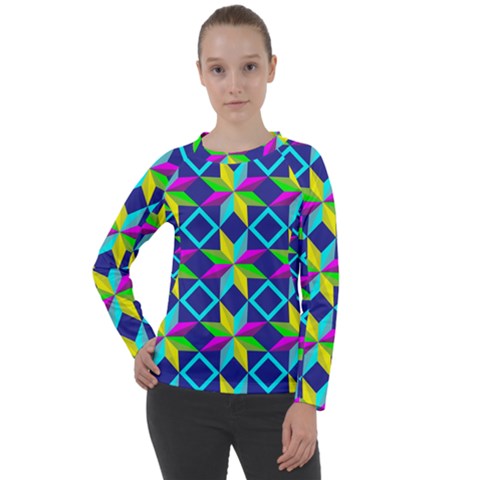 Colorful stars pattern           Women s Long Sleeve Raglan Tee from ArtsNow.com