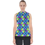 Colorful stars pattern                                                                     Mock Neck Shell Top