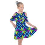 Colorful stars pattern                                                                  Kids  Shoulder Cutout Chiffon Dress