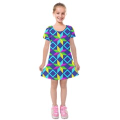 Colorful stars pattern                                                                         Kids  Short Sleeve Velvet Dress from ArtsNow.com