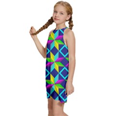 Kids  Halter Collar Waist Tie Chiffon Dress 