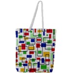 Colorful rectangles                                                                  Full Print Rope Handle Tote (Large)