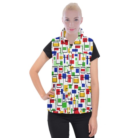 Colorful rectangles                                                                   Women s Button Up Puffer Vest from ArtsNow.com