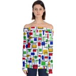 Colorful rectangles                                                                   Off Shoulder Long Sleeve Top