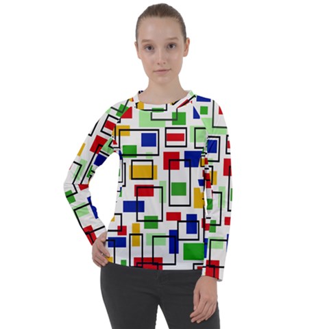 Colorful rectangles            Women s Long Sleeve Raglan Tee from ArtsNow.com