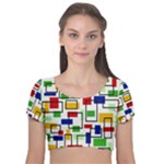 Colorful rectangles                                                                   Velvet Short Sleeve Crop Top