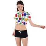 Colorful rectangles                                                                      Tie Back Short Sleeve Crop Tee